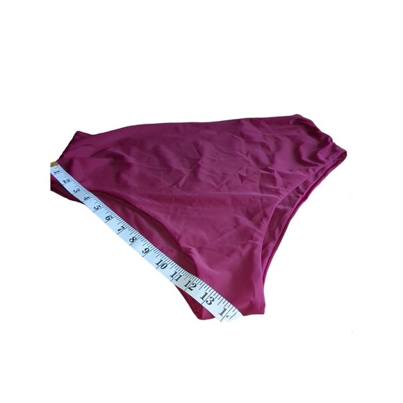 Zaful Swim Bikini Bottom Womens Sz 12 Burgandy High Waist Stretch Tummy Control - Picture 3 of 5